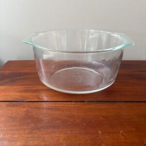 Vintage Pyrex 344 Clear Glass 3 Quart Round Casserole Dish Oven Ware USA Made